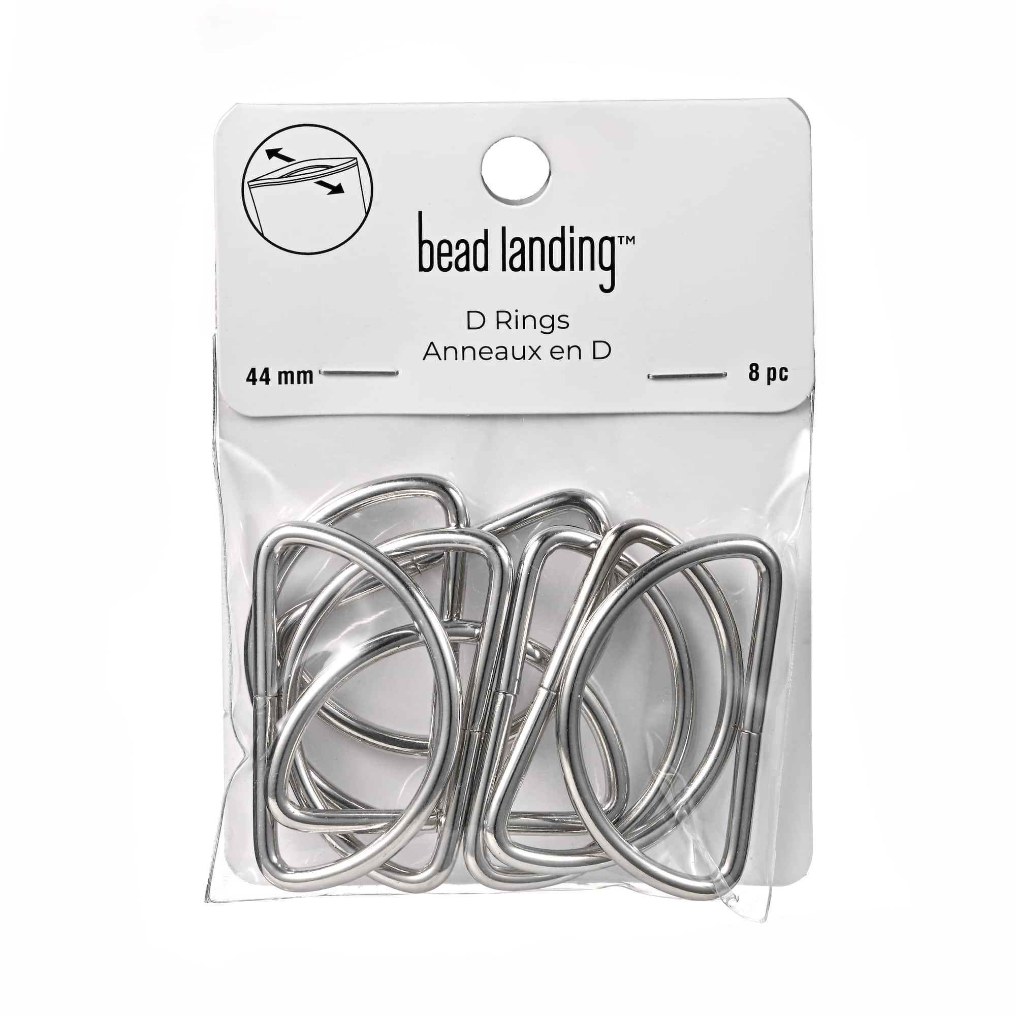 44mm Rhodium D Rings, 8ct. by Bead Landing™